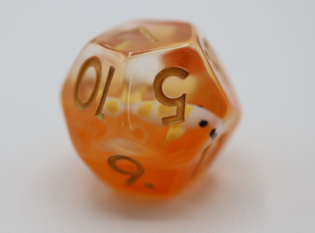 Golden Koi Fish RPG Dice Set Plastic Dice Foam Brain Games