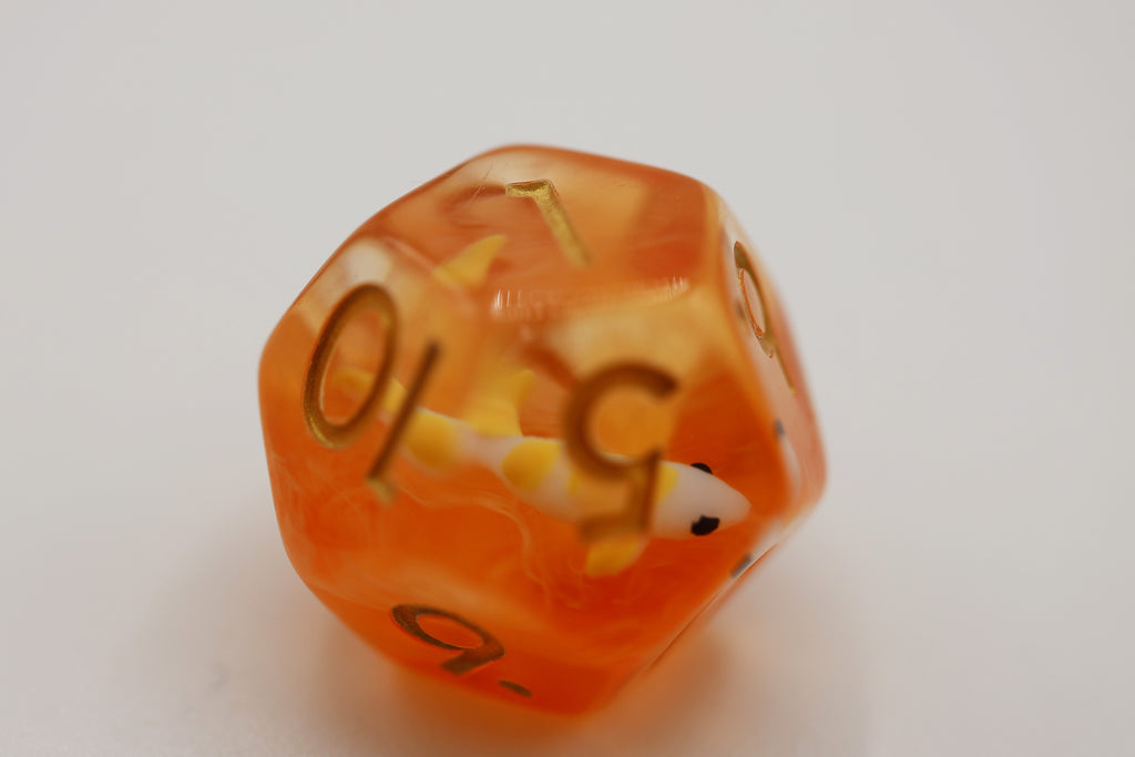 Golden Koi Fish RPG Dice Set Plastic Dice Foam Brain Games