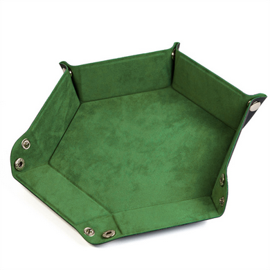 Leatherette & Velvet Dice Tray (Grass Green Hex) Dice Tray Foam Brain Games