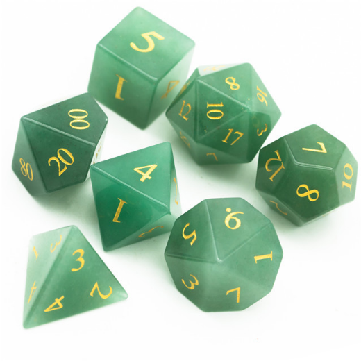 Green Aventurine - Engraved with Gold Stone Dice Foam Brain Games