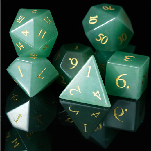 Green Aventurine - Engraved with Gold Stone Dice Foam Brain Games