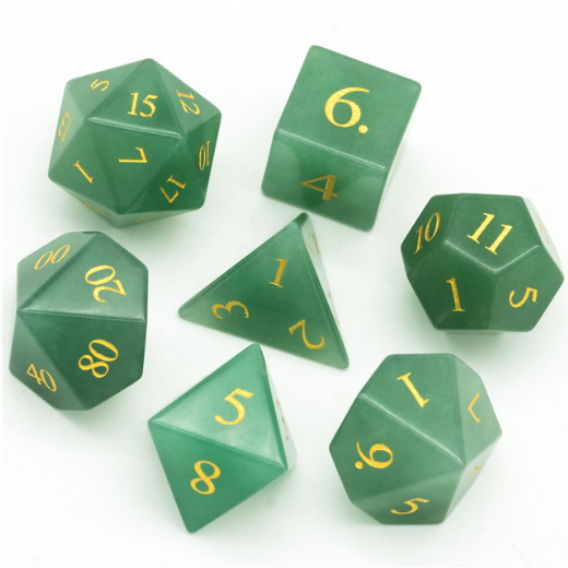 Green Aventurine - Engraved with Gold Stone Dice Foam Brain Games