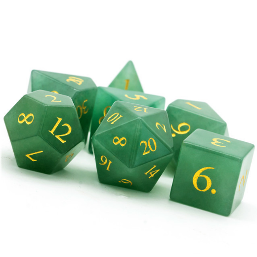 Green Aventurine - Engraved with Gold Stone Dice Foam Brain Games