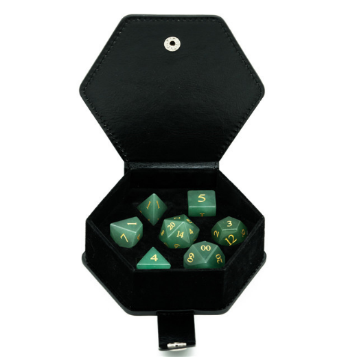 Green Aventurine - Engraved with Gold Stone Dice Foam Brain Games