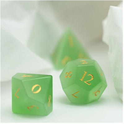 Cat's Eye Green - Gemstone Engraved with Gold Stone Dice Foam Brain Games