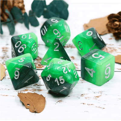 Green Gradient RPG Dice Set Plastic Dice Foam Brain Games