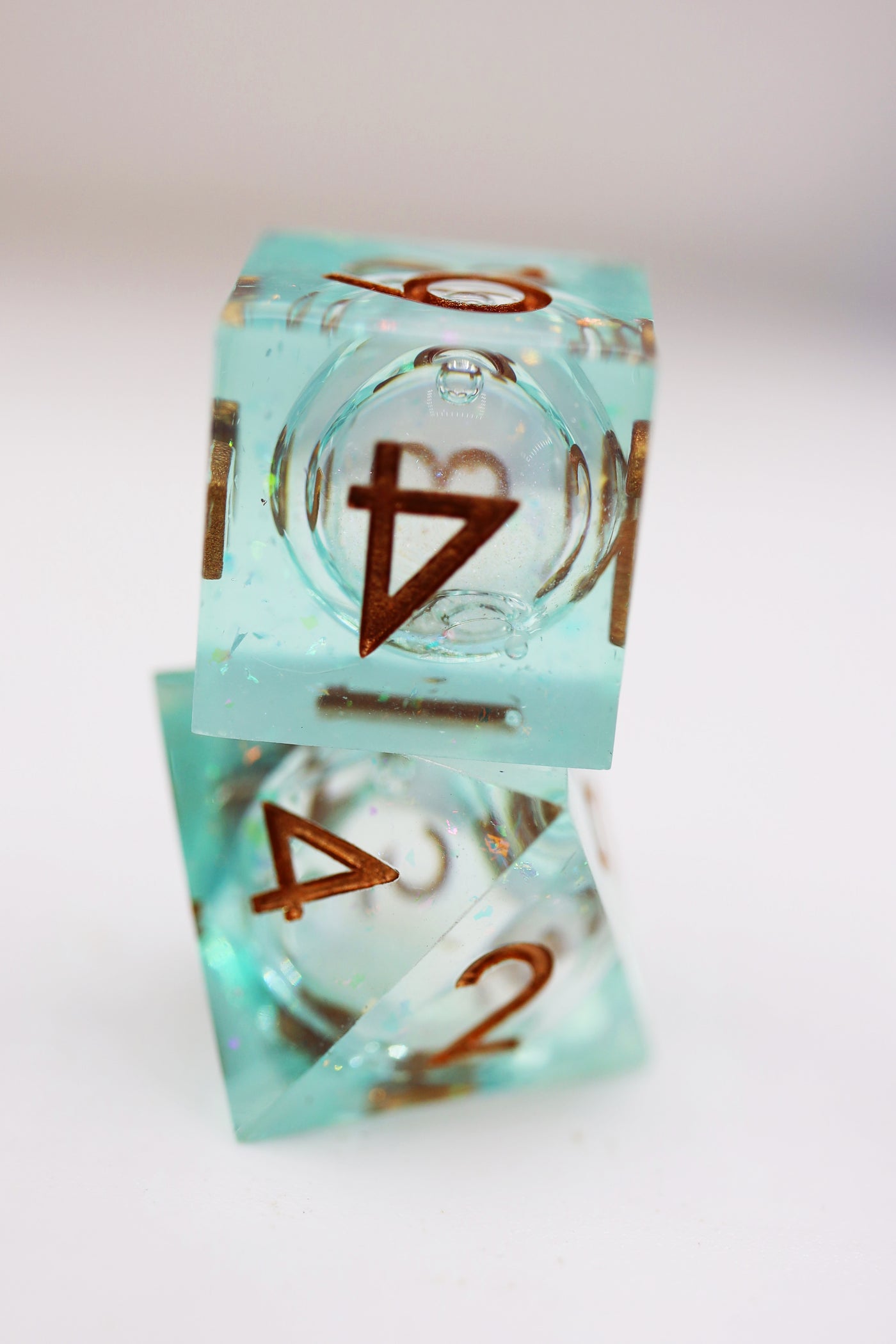 Sharp Edge Liquid Core RPG Dice Set - Green Plastic Dice Foam Brain Games