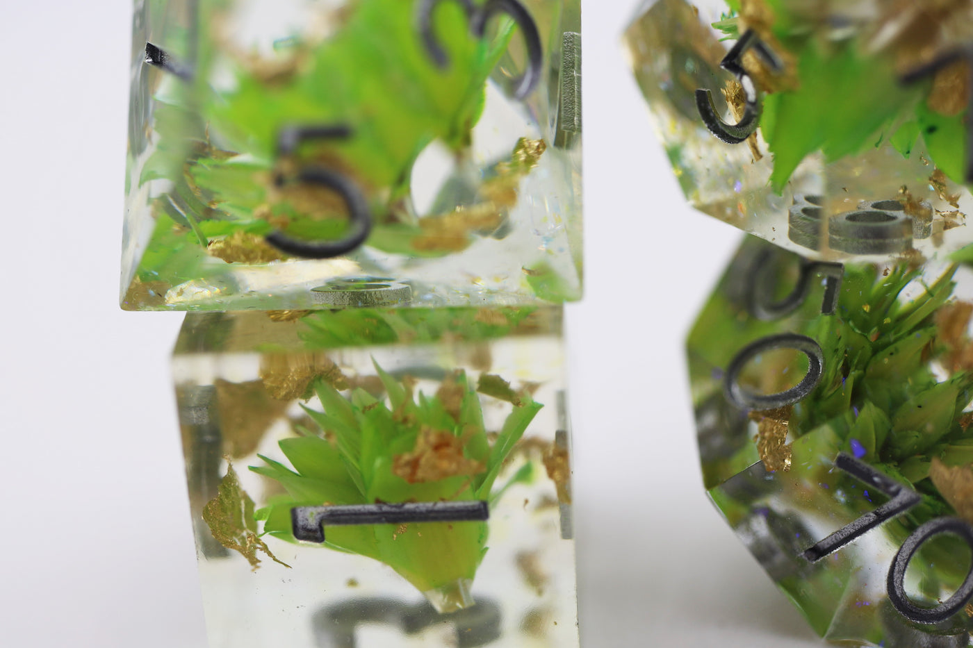 Sharp Edge Resin RPG Dice Set - Green Lotus Plastic Dice Foam Brain Games