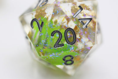Sharp Edge Resin RPG Dice Set - Green Lotus Plastic Dice Foam Brain Games