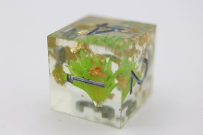 Sharp Edge Resin RPG Dice Set - Green Lotus Plastic Dice Foam Brain Games