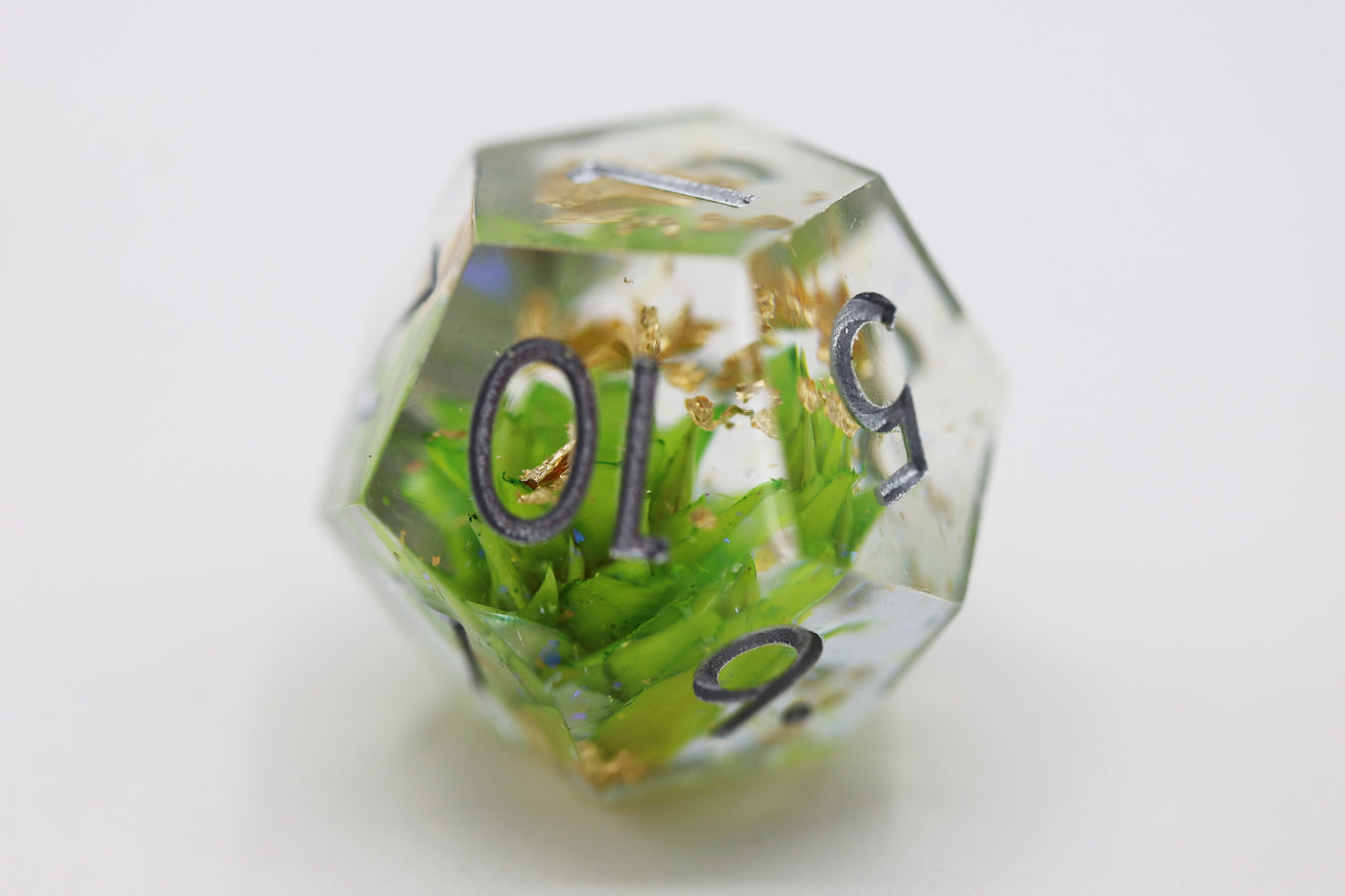 Sharp Edge Resin RPG Dice Set - Green Lotus Plastic Dice Foam Brain Games