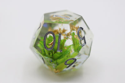 Sharp Edge Resin RPG Dice Set - Green Lotus Plastic Dice Foam Brain Games