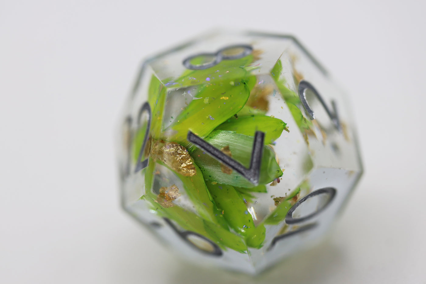 Sharp Edge Resin RPG Dice Set - Green Lotus Plastic Dice Foam Brain Games