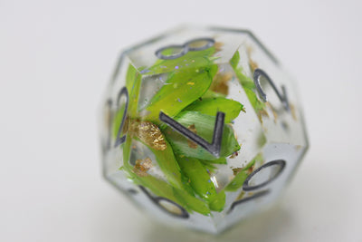 Sharp Edge Resin RPG Dice Set - Green Lotus Plastic Dice Foam Brain Games
