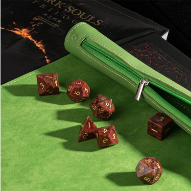 Green Roll Up Leatherette Dice Mat Dice Box Foam Brain Games