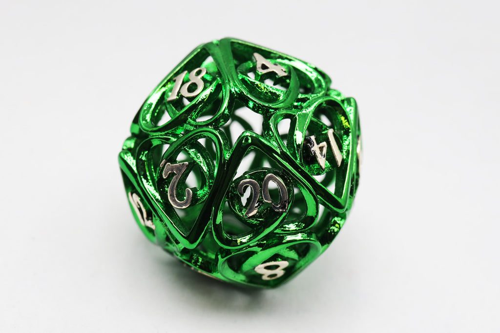 Hollow Hearts: Green - Metal RPG Dice Set Metal Dice Foam Brain Games