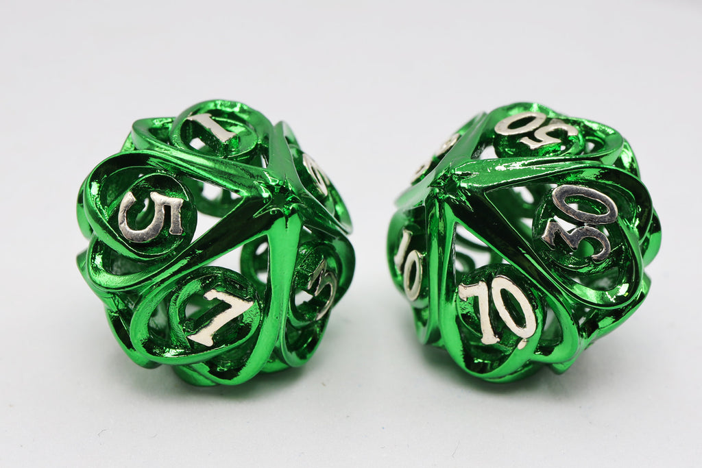 Hollow Hearts: Green - Metal RPG Dice Set Metal Dice Foam Brain Games