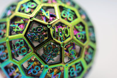 Hollow Dragon Head Metal D100 - Burnt Opal Metal Dice Foam Brain Games