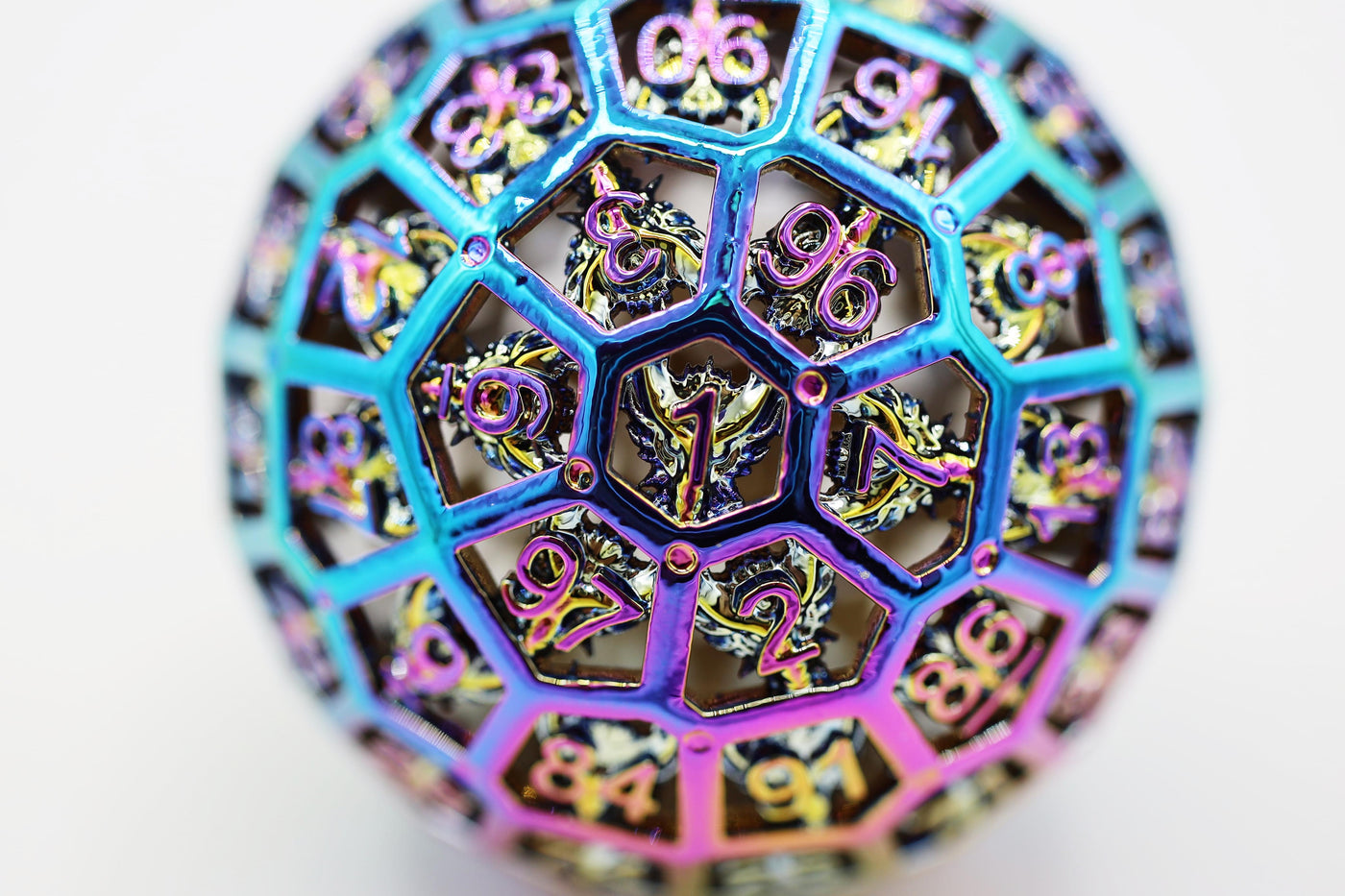 Hollow Dragon Head Metal D100 - Burnt Opal Metal Dice Foam Brain Games