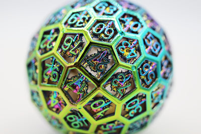 Hollow Dragon Head Metal D100 - Burnt Opal Metal Dice Foam Brain Games