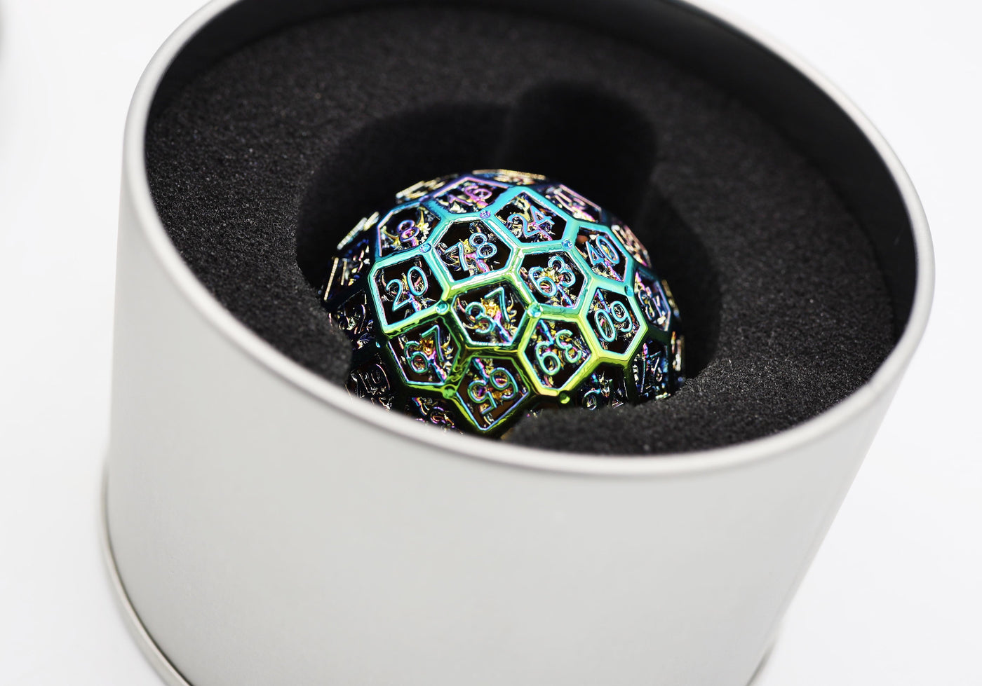 Hollow Dragon Head Metal D100 - Burnt Opal Metal Dice Foam Brain Games