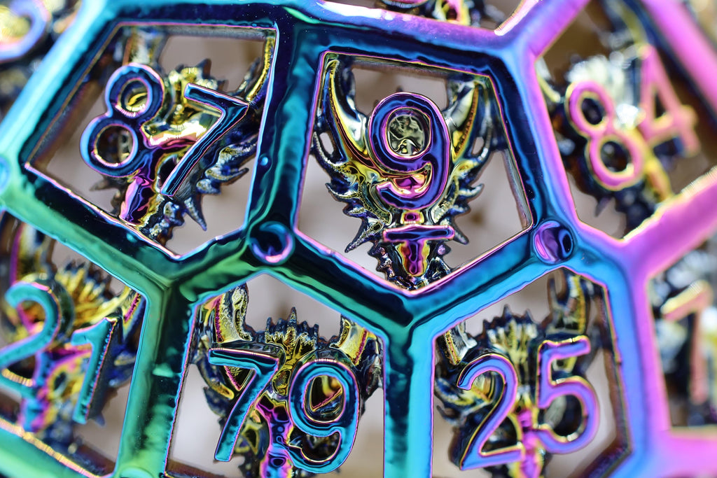 Hollow Dragon Head Metal D100 - Burnt Opal Metal Dice Foam Brain Games