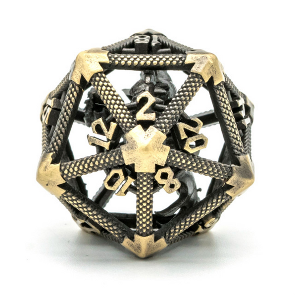 Hollow Dragon Keep D20 - Bronze Metal Dice Foam Brain Games