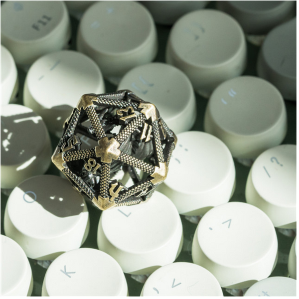 Hollow Dragon Keep D20 - Bronze Metal Dice Foam Brain Games