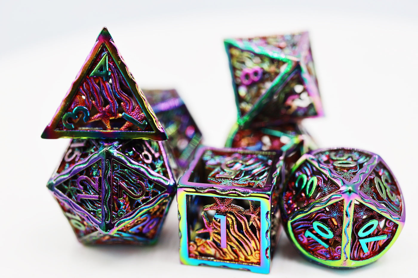 Seascape: Burnt Opal - Hollow Metal RPG Dice Set Metal Dice Foam Brain Games