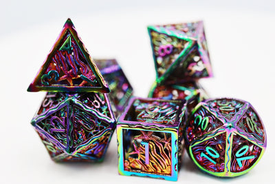 Seascape: Burnt Opal - Hollow Metal RPG Dice Set Metal Dice Foam Brain Games