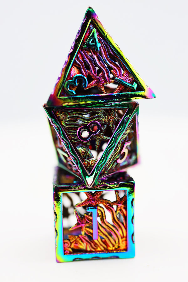 Seascape: Burnt Opal - Hollow Metal RPG Dice Set Metal Dice Foam Brain Games