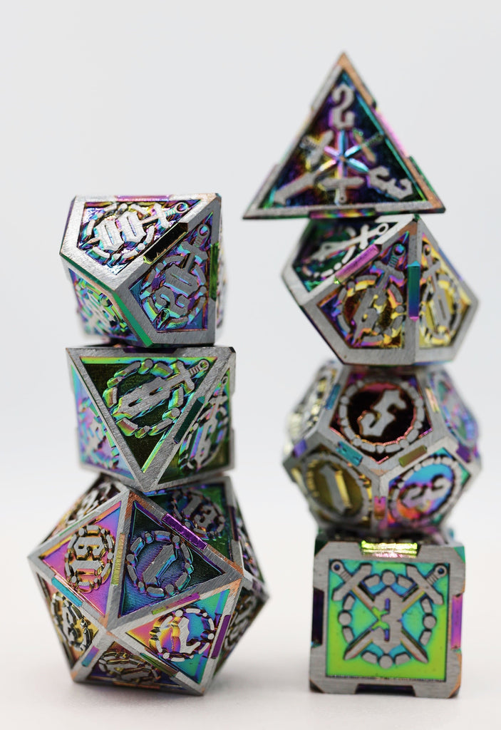 Crossed Swords: Holographic Sword - Metal RPG Dice Set Metal Dice Foam Brain Games