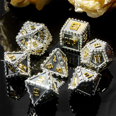 Brigandine Armor: Holy - Metal RPG Dice Set Metal Dice Foam Brain Games