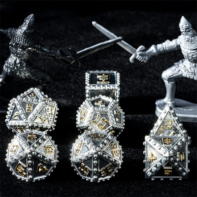 Brigandine Armor: Holy - Metal RPG Dice Set Metal Dice Foam Brain Games