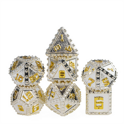 Brigandine Armor: Holy - Metal RPG Dice Set Metal Dice Foam Brain Games