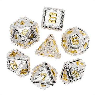 Brigandine Armor: Holy - Metal RPG Dice Set Metal Dice Foam Brain Games