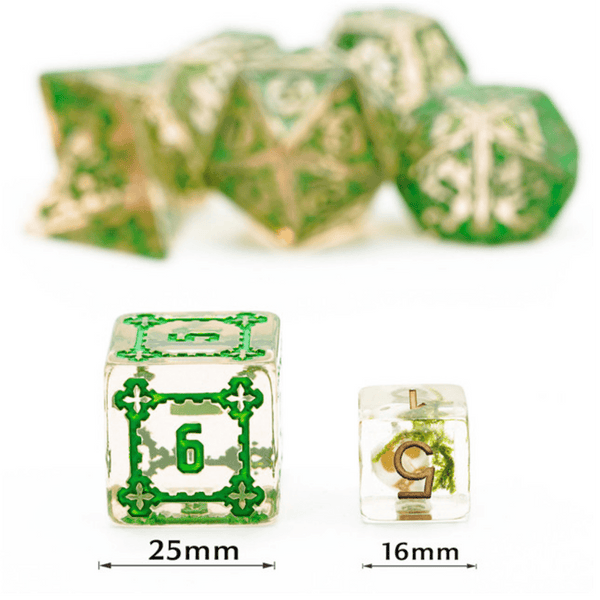 Huge Fluorite Castle Dice Set - 25mm Plastic Dice Foam Brain Games