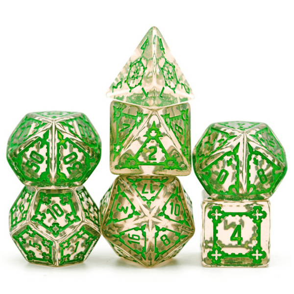 Huge Fluorite Castle Dice Set - 25mm Plastic Dice Foam Brain Games