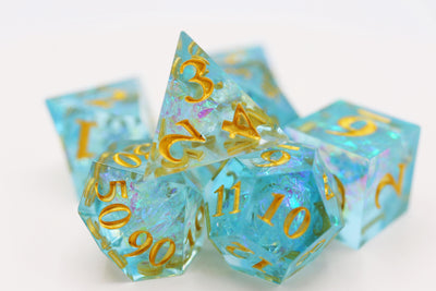 Sharp Edge Resin RPG Dice Set - Icy Pond Plastic Dice Foam Brain Games