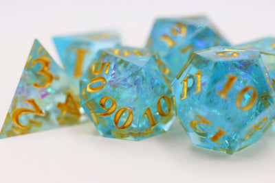 Sharp Edge Resin RPG Dice Set - Icy Pond Plastic Dice Foam Brain Games