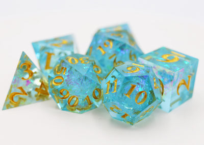 Sharp Edge Resin RPG Dice Set - Icy Pond Plastic Dice Foam Brain Games