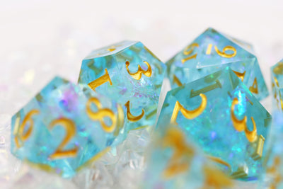 Sharp Edge Resin RPG Dice Set - Icy Pond Plastic Dice Foam Brain Games
