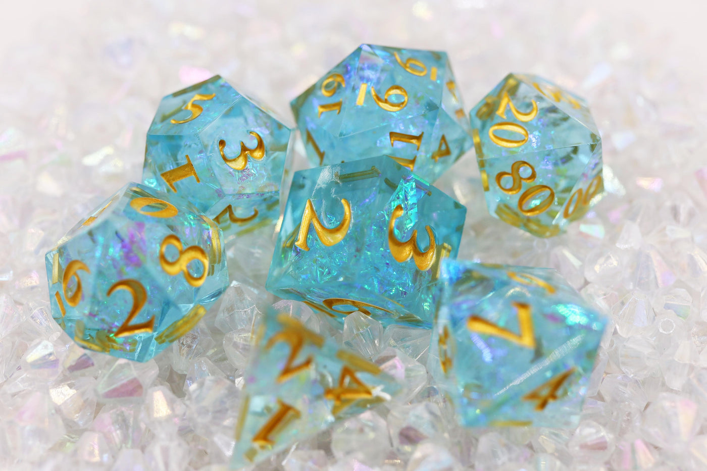 Sharp Edge Resin RPG Dice Set - Icy Pond Plastic Dice Foam Brain Games