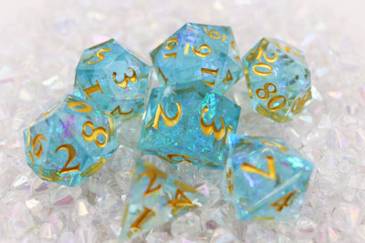 Sharp Edge Resin RPG Dice Set - Icy Pond Plastic Dice Foam Brain Games