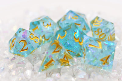 Sharp Edge Resin RPG Dice Set - Icy Pond Plastic Dice Foam Brain Games