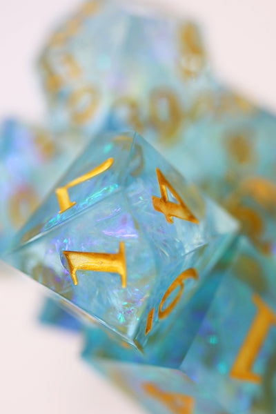 Sharp Edge Resin RPG Dice Set - Icy Pond Plastic Dice Foam Brain Games