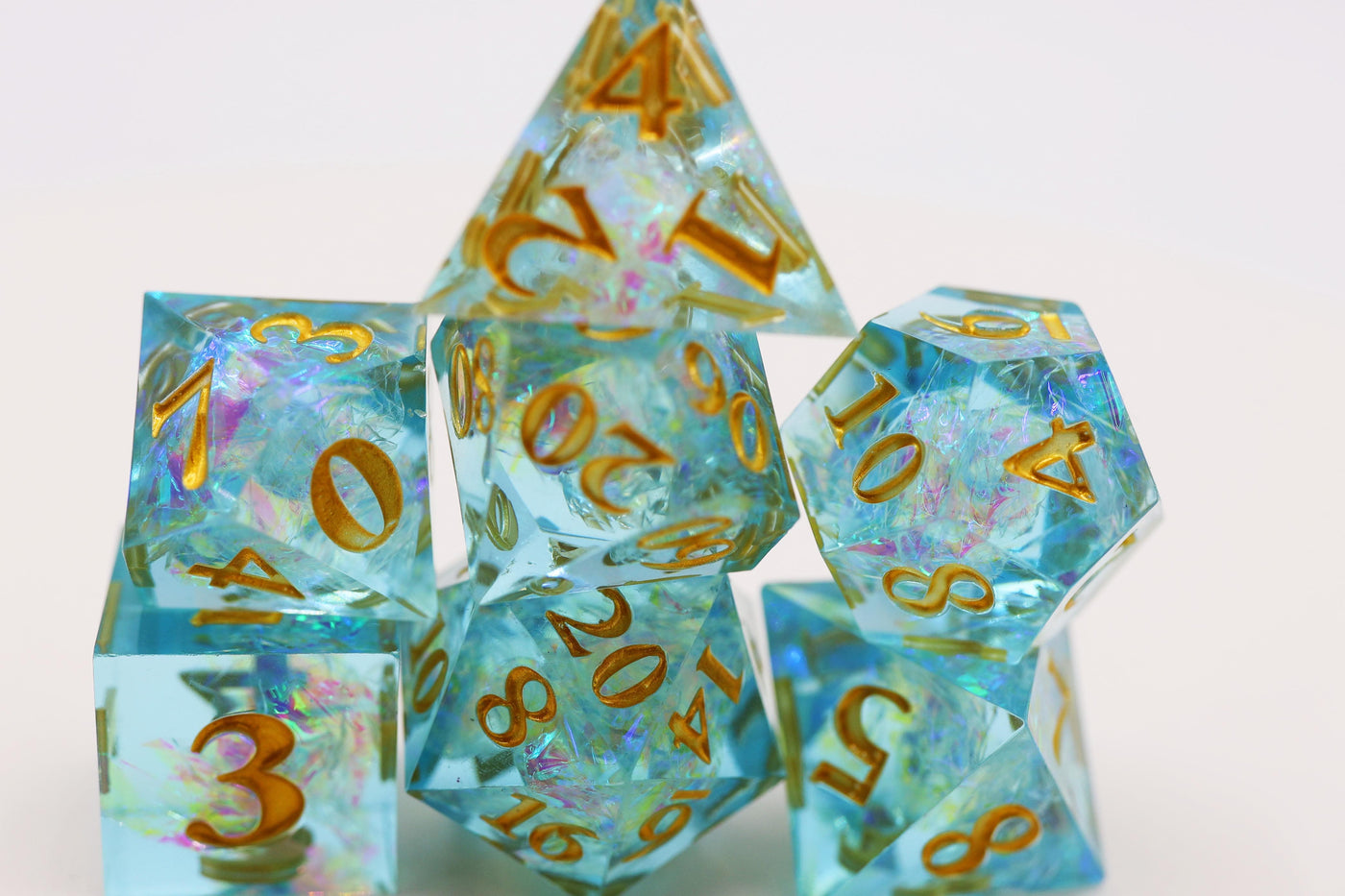 Sharp Edge Resin RPG Dice Set - Icy Pond Plastic Dice Foam Brain Games