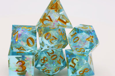 Sharp Edge Resin RPG Dice Set - Icy Pond Plastic Dice Foam Brain Games
