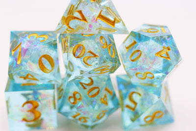 Sharp Edge Resin RPG Dice Set - Icy Pond Plastic Dice Foam Brain Games