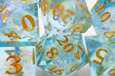 Sharp Edge Resin RPG Dice Set - Icy Pond Plastic Dice Foam Brain Games